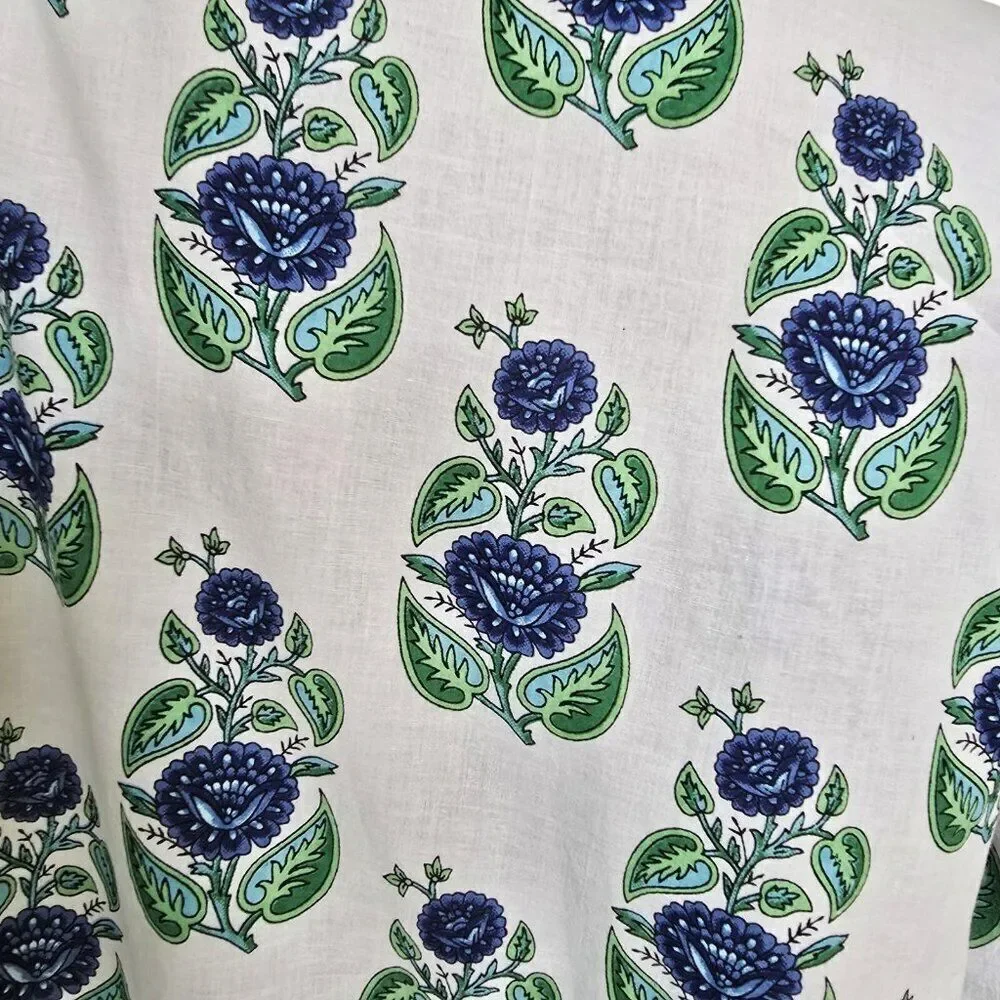 Mary Marshmallow Floral Print Tunic Dress Women Sz S Blue Green White All Cotton